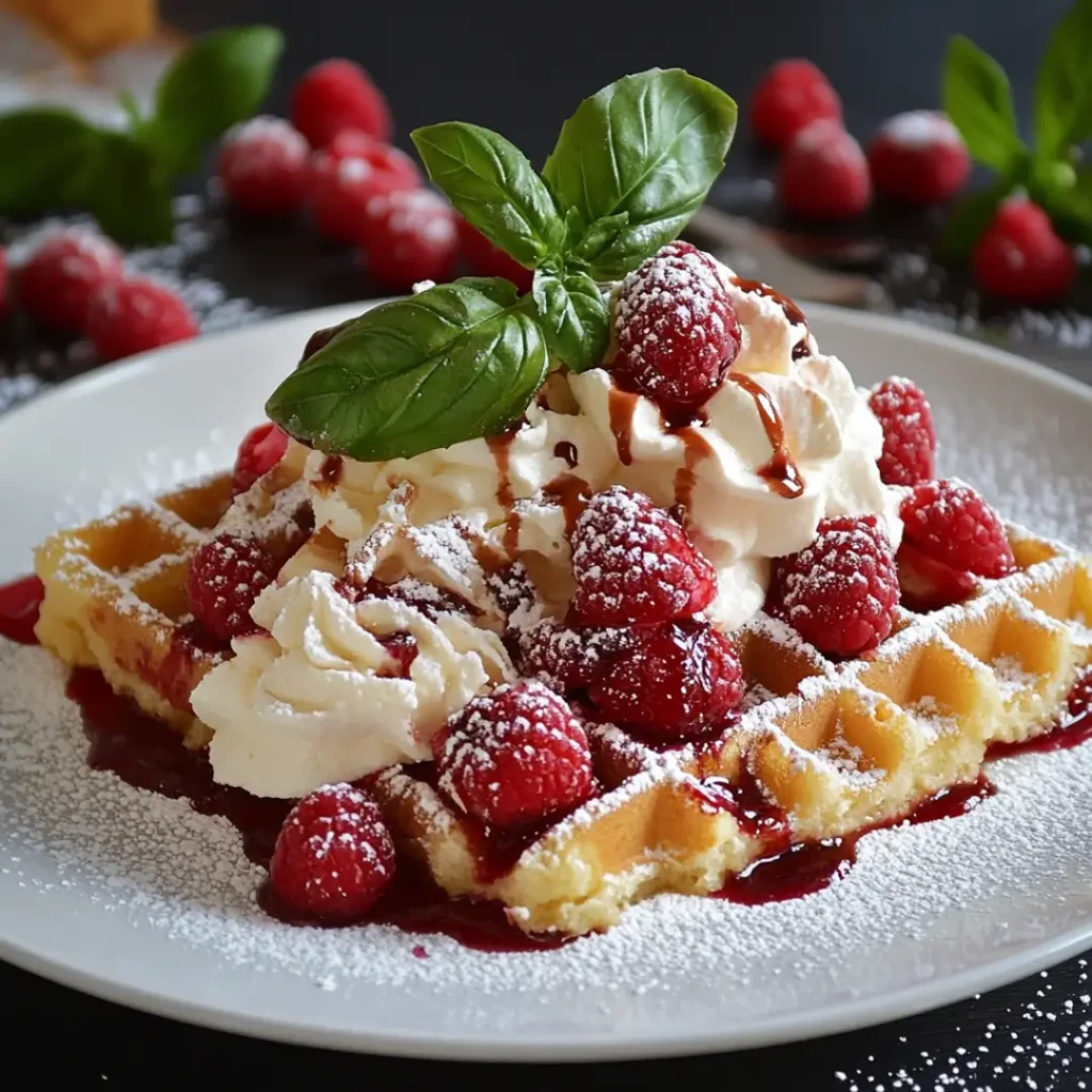 recette de gaufres au chocolat blanc framboises et basilic