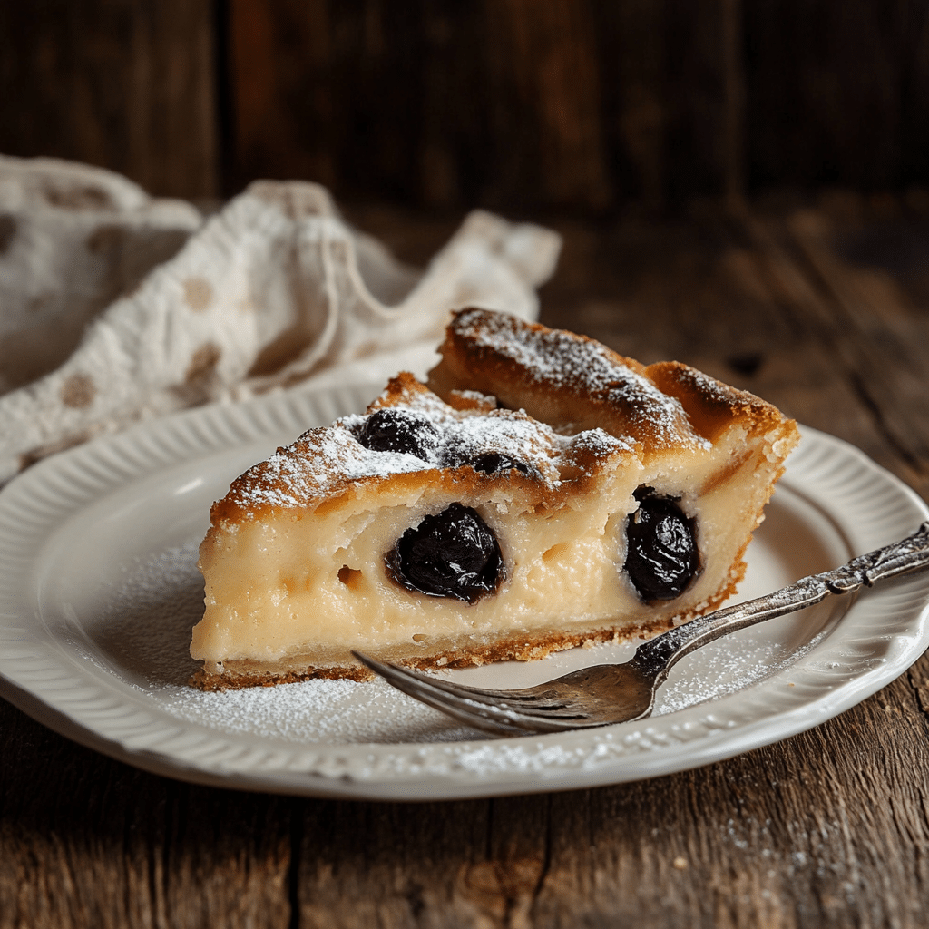 Far breton sans gluten Maïzena sur table rustique